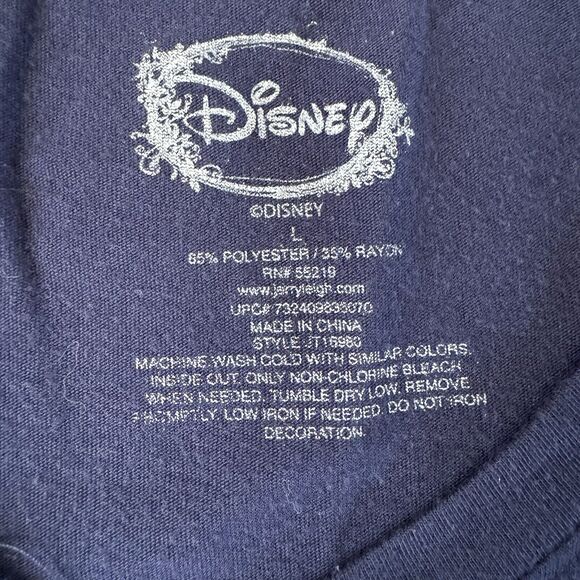 Disney Womens Large Blue Short Sleeve Mickey Minnie Mouse Graphic V Neck Tee - Picture 3 of 8